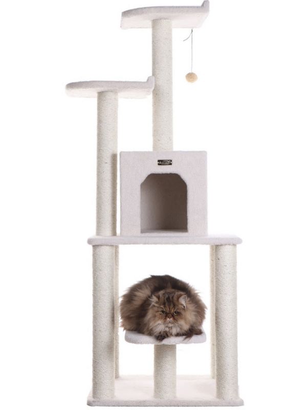 Armarkat Classic Real Wood Cat Tree 62in Ivory (AEROMARK INT'L INC B6203 815481010215 Cat Supplies Cat Houses & Condos) photo