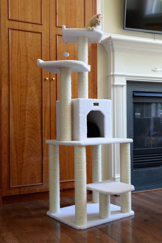 Armarkat Classic Real Wood Cat Tree 57in Ivory (AEROMARK INT'L INC B5701 815481010208 Cat Supplies Cat Houses & Condos) photo