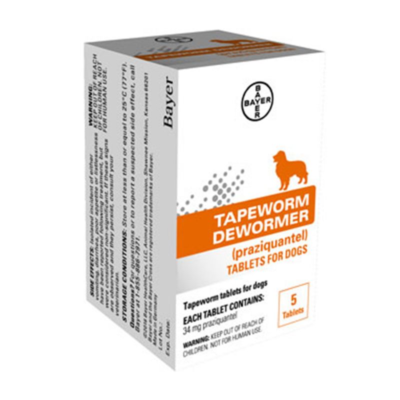 Tapeworm Dewormer Tablets for Dogs by Bayer - 5 Count - 5 Tablets