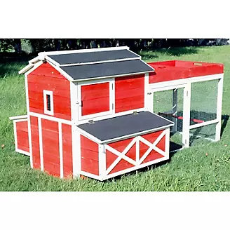 Red Barn Chicken Coop with Rooftop Planter