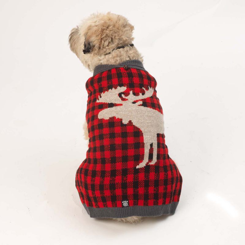 red buffalo plaid dog sweater