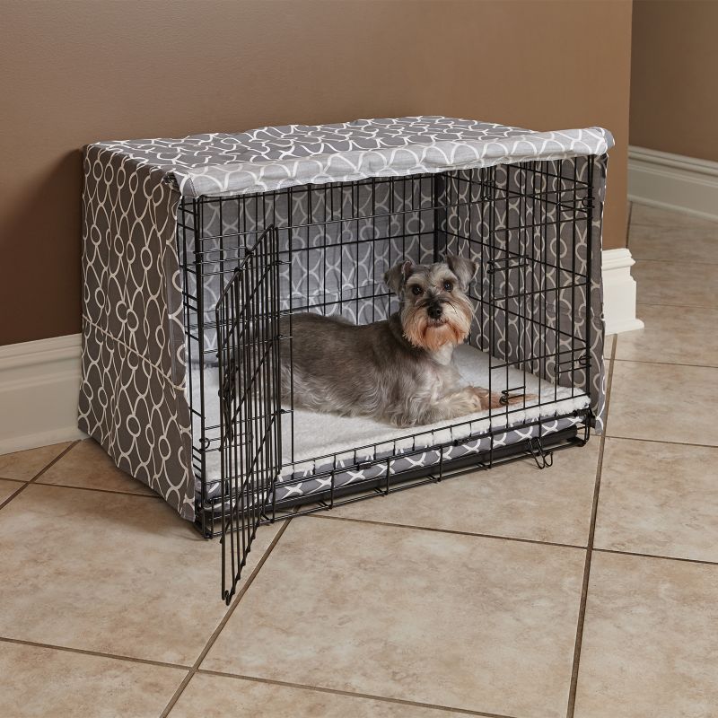 Photos - Pet Carrier / Crate no brand MIDWEST METAL PRODUCTS Quiet Time Covella Gray Dog Crate Cover 24in CVR24T 