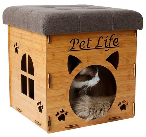 Pet Life Foldaway Collapsible Cat House Black