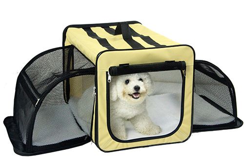 Photos - Pet Carrier / Crate no brand PET LIFE LLC Pet Life Capacious Expand Wire Dog Crate M Khaki H5KHMD 