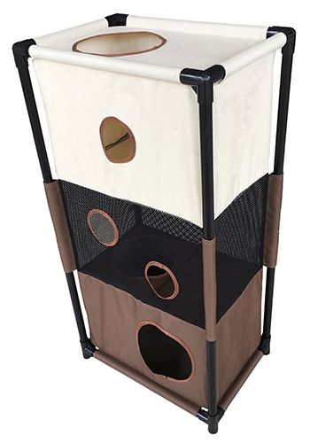 Pet Life Kitty-Square Play-Active Cat House Black