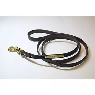 Personalized Mahogany Dog Leash with Brass