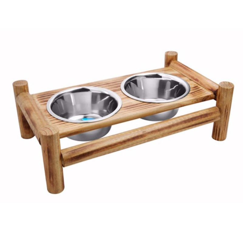 Luxe Craft Bamboo Finish Elevated Dog Diner 64oz