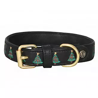 Halo Christmas Tree Leather Dog Collar