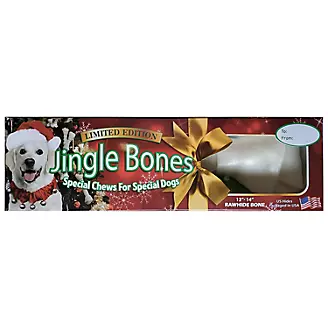 Holiday Rawhide Jingle Large Dog Bone 13-15in Box
