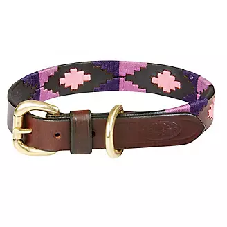 WB Polo Leather Dog Collar L Brown/Purple/Teal