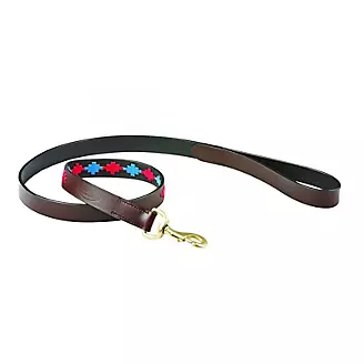 WB Polo Leather Dog Lead M Brown/Pink/Blue