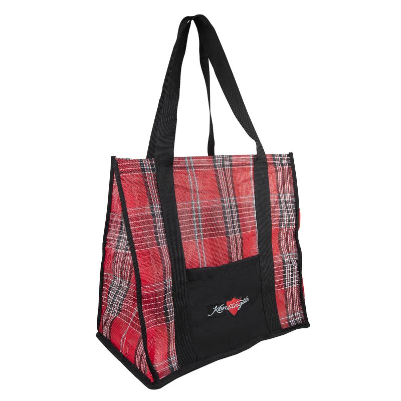 Kensington Large Mesh Tote Bag Red Plaid