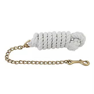 Aime Imports Basic Cotton Lead Rope W/Stud Chain White