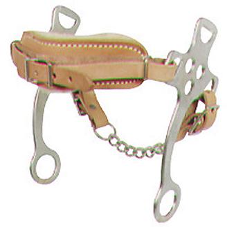 English Hackamore Leather Bitless Bridle Attachment With Chain Chin Strap 