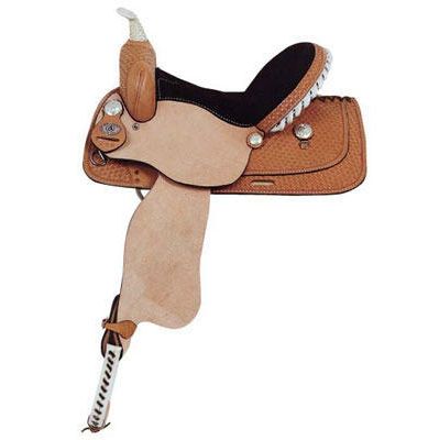 American Saddlery Basket Tooled Barrel Saddle 15In