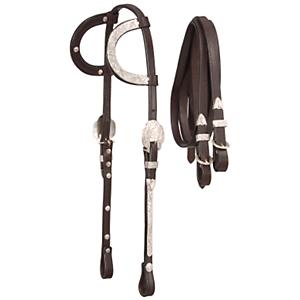 MINI Tough-1 Royal King Silver Bar Leather Show Halter with Lead Dark Oil 