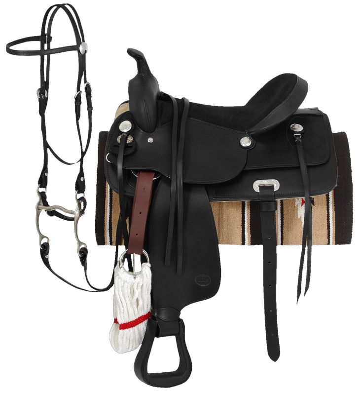 King Basic Leather Trail Saddle Package 16 Black