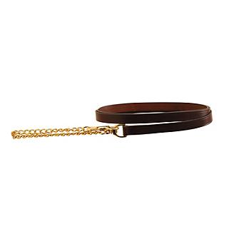 Tory Leather Lead with Solid Brass Stud Chain
