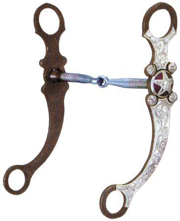 173903 AT Silver Texas Star Snaffle Long Shank Show Bit sku 173903