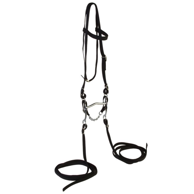 Western Poly Browband Headstall Set w/Reins Black