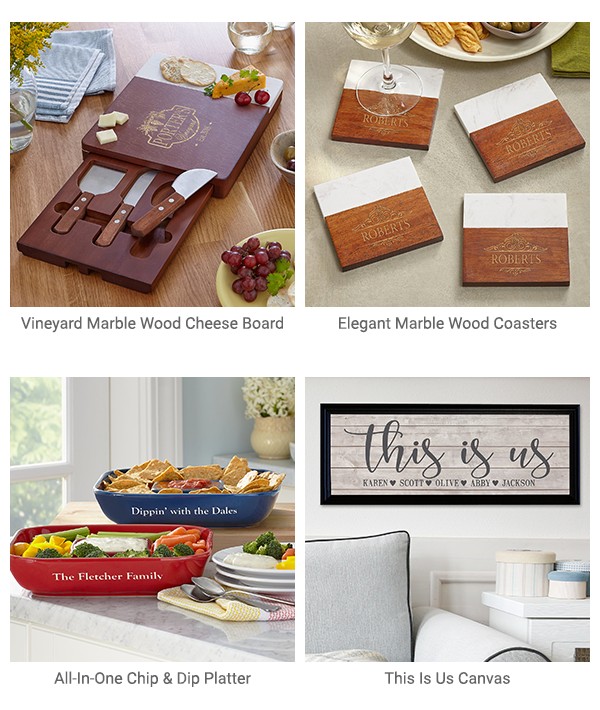 Vineyard Marble Wood Cheese Board, Elegant Marble Wood Coasters, All-In-One Chip & Dip Platter, This is Us Canvas
