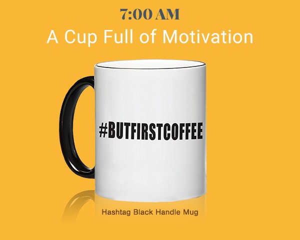 Hashtag Black Handle Mug