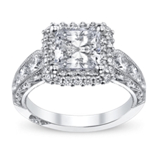 Ladies 14k White Gold Halo Diamond Engagement Ring
