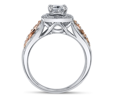 U Two 14K White Gold/ Rose Gold Diamond Engagement Ring 3/4 ct tw