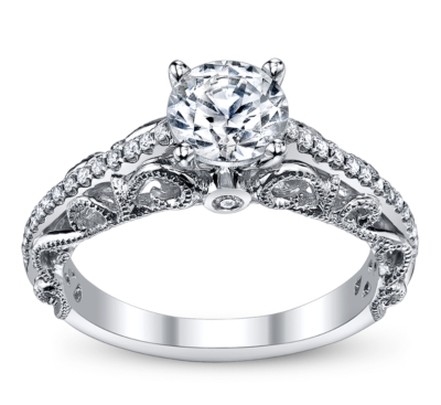 Peter Lam Luxury Royal Lace 14K White Gold Diamond Engagement Ring Setting