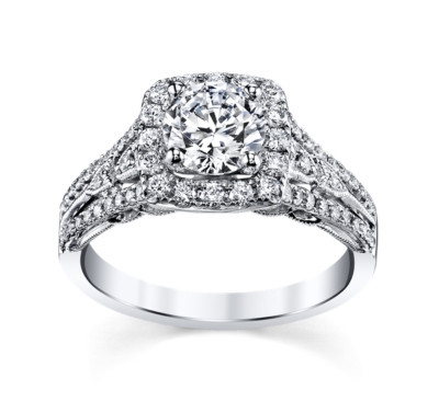 Peter Lam Luxury Royal Lace 14K White Gold Diamond Engagement Ring Setting