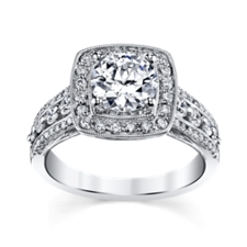Peter Lam Luxury Royal Tiara 14K White Gold Diamond Engagement Ring Setting