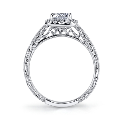 18K White Gold Diamond Engagement Ring Setting 1/7 Cttw