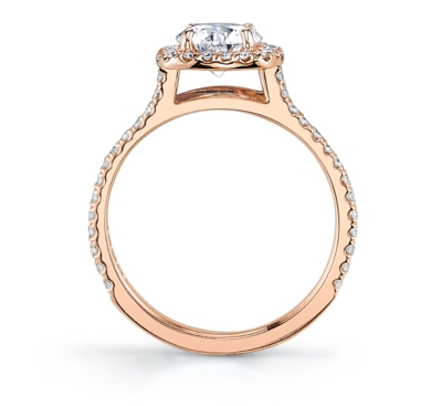Suns And Roses 14K Rose Gold Diamond Engagement Ring Setting 1/3 Cttw.