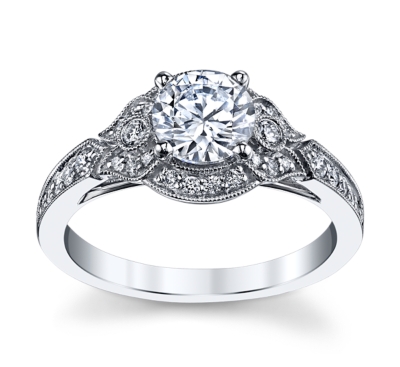Peter Lam Luxury 14K White Gold Diamond Engagement Ring Setting 1/4 cttw