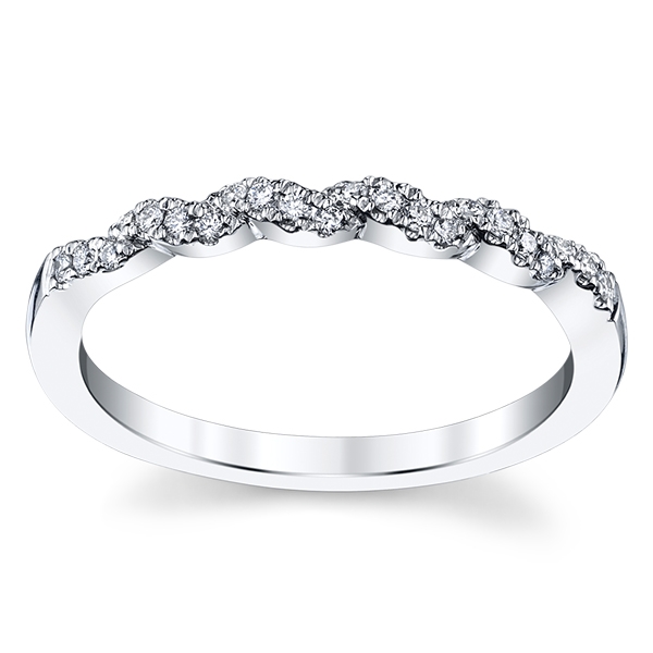 Stacked 14K White Gold Diamond Wedding Band 1/10 cttw