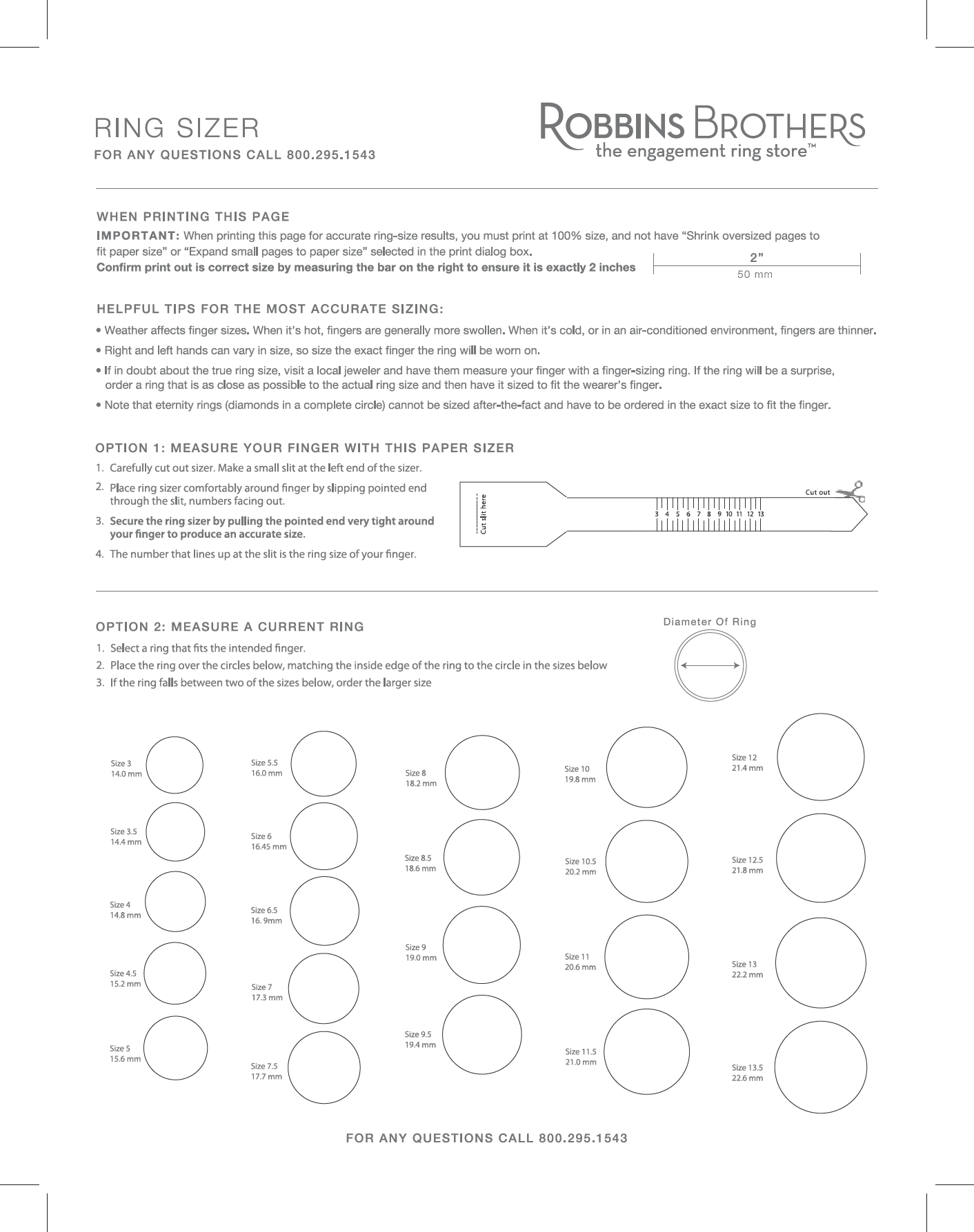 how to measure ring size what is my engagement ring size robbins brothers