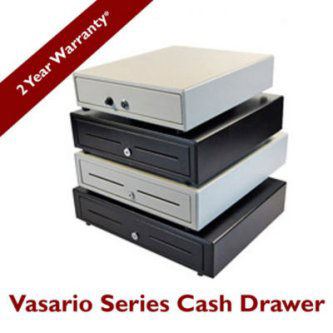 APG, VASARIO SERIES, STANDARD-DUTY CASH DRAWER, MULTIPRO 24V, BLACK, PAINTED FRONT, 16X16, DUAL MEDIA SLOTS, FIXED 5X5 TILL, REQUIRES CABLE