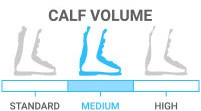 Volume del polpaccio: medio - né forma della gamba standard né ad alto volume