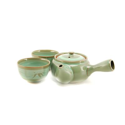 Mint Side Handle Teapot Set with Two Cups