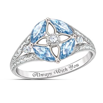 Womens Ring: Light Of Faith Blue Topaz And Diamond Ring