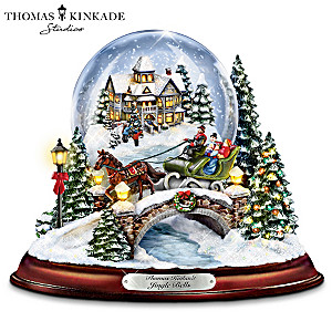 Thomas Kinkade "Jingle Bells" Musical Snowglobe Lights Up