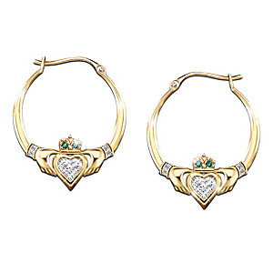 Irish Claddagh Earrings With Swarovski Crystals