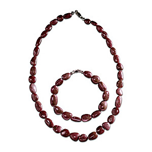 "Natural Beauty" Rough-Cut Ruby Necklace And Bracelet Set