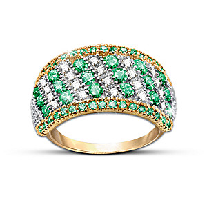 Women's Ring With 50 Emeralds And 20 Diamonds
