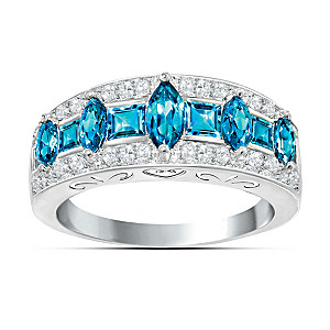 "Blue Rhapsody" Topaz And Diamond Ring