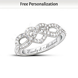 Personalized Lover's Knot Ring With 12 Diamonds