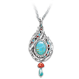 "Sedona Sky" Turquoise Hand-Enameled Pendant Necklace