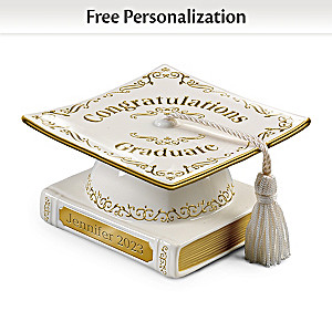 Personalized Graduation Cap-Shaped Porcelain Music Box