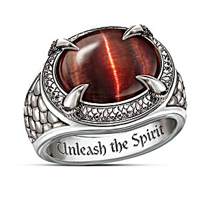 Men's Dragon Eye Stainless Steel Ring With Tiger's Eye Stone