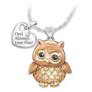 Granddaughter Owl Always Love You Crystal Pendant